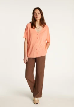 Montagut T-Shirts Et Débardeurs-T-shirt à boutons en lin flammé - Lily 15-Orange