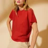 Montagut T-Shirts Et Débardeurs-T-shirt à côtes en Fil Lumière - Malory 20-Rouge foncé