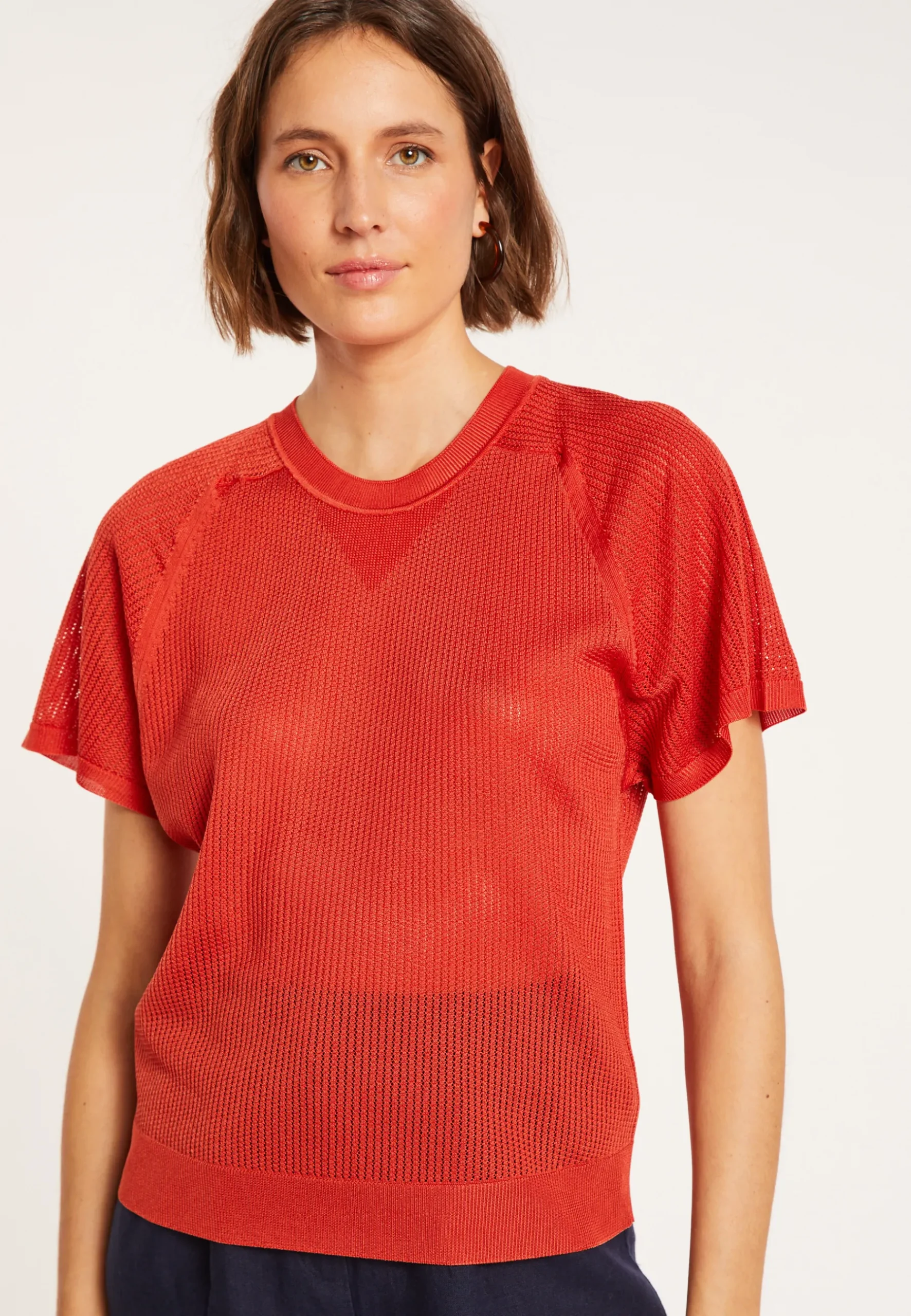 Montagut T-Shirts Et Débardeurs-T-shirt à côtes en Fil Lumière - Malory 20-Rouge foncé