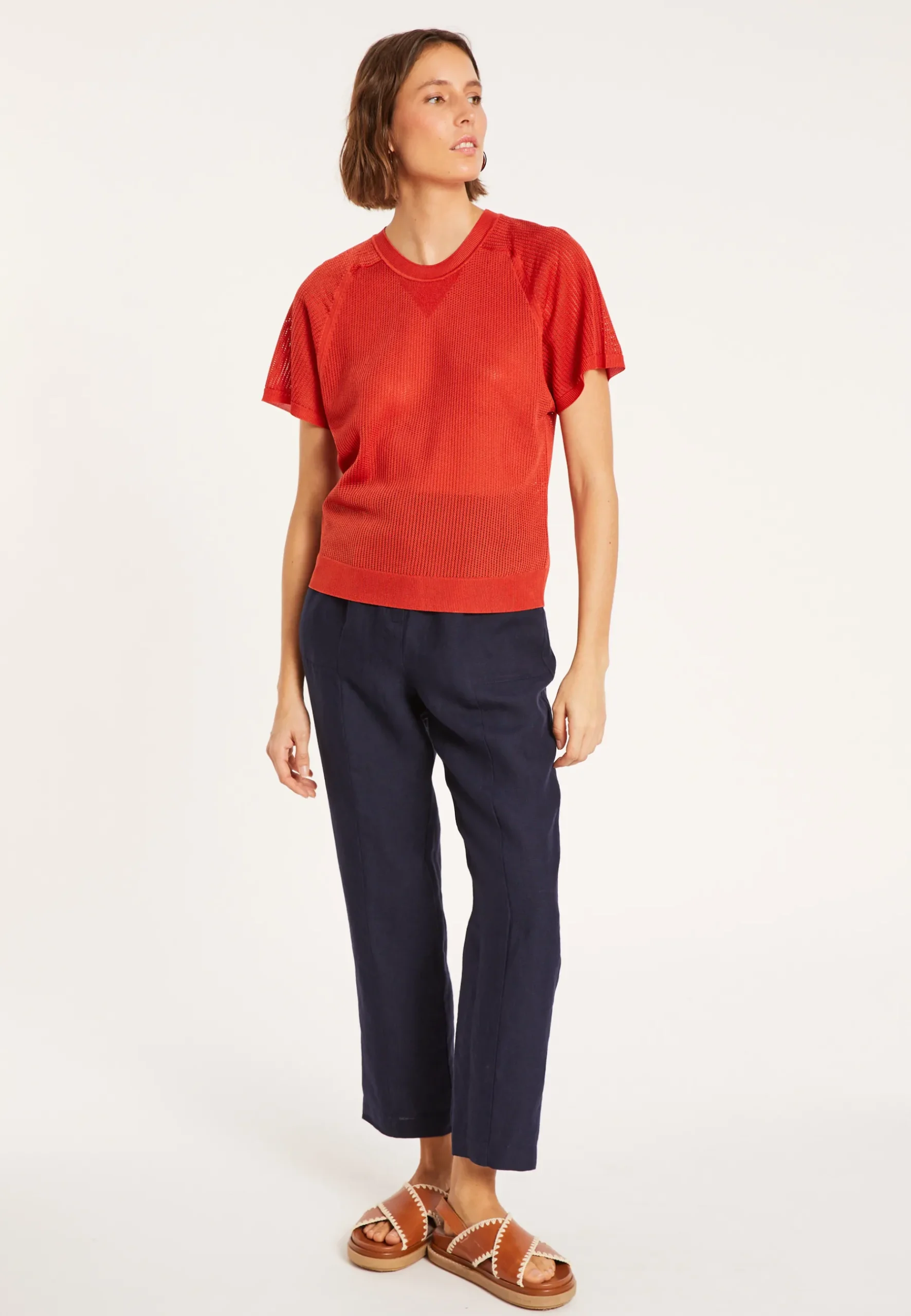 Montagut T-Shirts Et Débardeurs-T-shirt à côtes en Fil Lumière - Malory 20-Rouge foncé