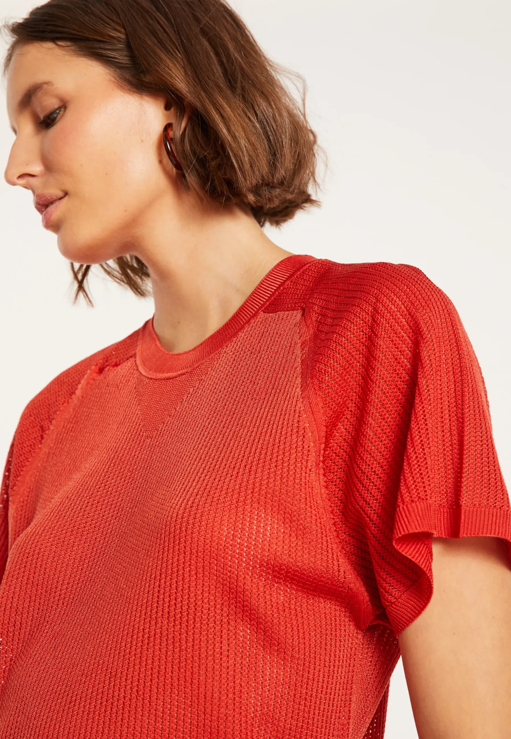 Montagut T-Shirts Et Débardeurs-T-shirt à côtes en Fil Lumière - Malory 20-Rouge foncé