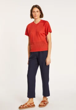 Montagut T-Shirts Et Débardeurs-T-shirt à côtes en Fil Lumière - Malory 20-Rouge foncé