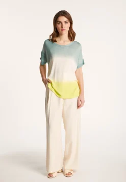 Montagut T-Shirts Et Débardeurs-T-shirt à fentes viscose et soie - Nova Bis 04-Bleu clair