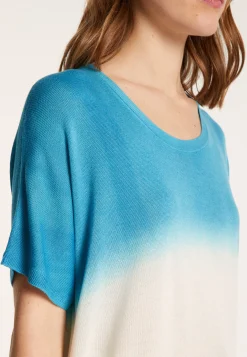 Montagut T-Shirts Et Débardeurs-T-shirt à fentes viscose et soie - Nova Bis 49-Turquoise