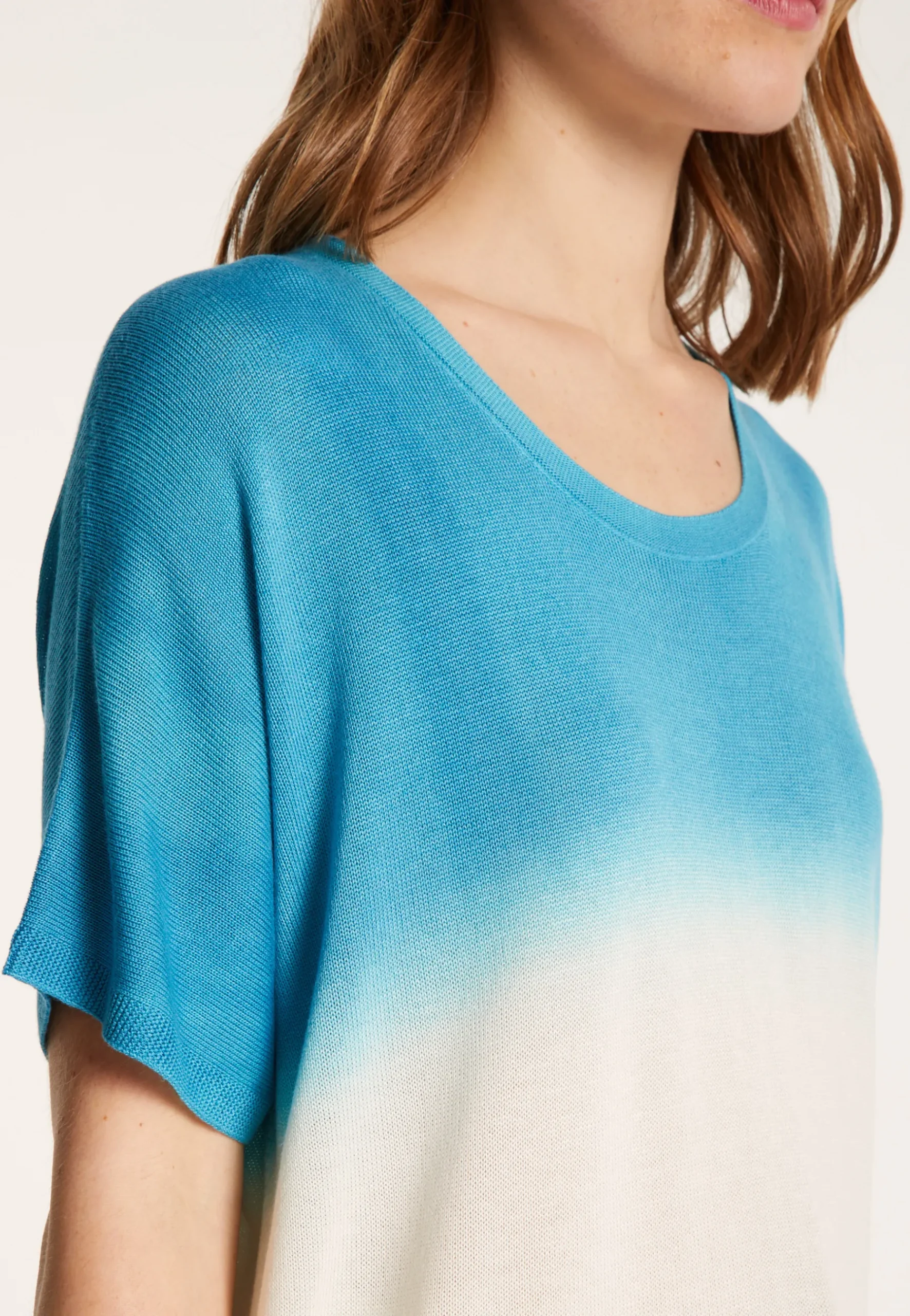 Montagut T-Shirts Et Débardeurs-T-shirt à fentes viscose et soie - Nova Bis 49-Turquoise