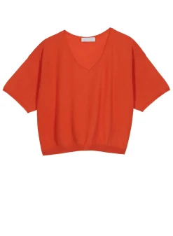 Montagut T-Shirts Et Débardeurs-T-shirt à manches coudes en cachemire light - Solange 15-Orange