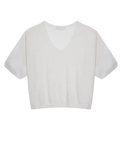 Montagut T-Shirts Et Débardeurs-T-shirt à manches coudes en cachemire light - Solange 82-Ecru