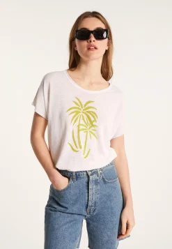 Montagut T-Shirts Et Débardeurs-T-shirt à motif en lin flammé - Larissa 02-Blanc