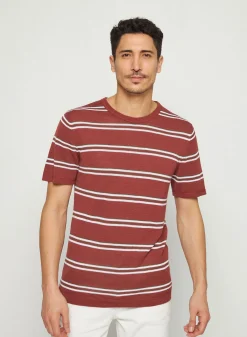 Montagut Polos Et T-Shirts-T-shirt à rayures en lin flammé - Remi 51-Bordeaux