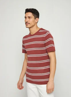 Montagut Polos Et T-Shirts-T-shirt à rayures en lin flammé - Remi 51-Bordeaux