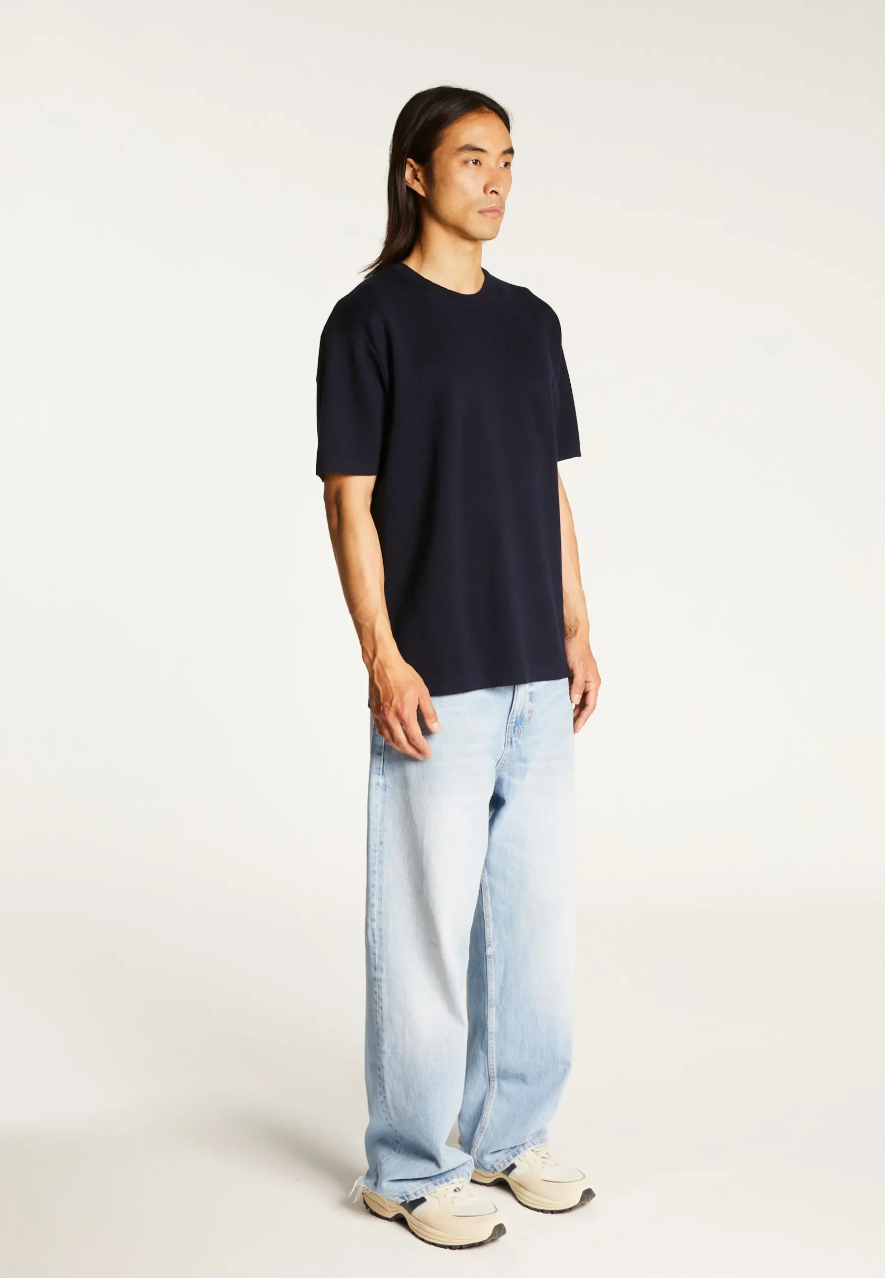 Montagut Polos Et T-Shirts-T-shirt ample avec poche en laine mérinos - Florentin 05-Bleu marine