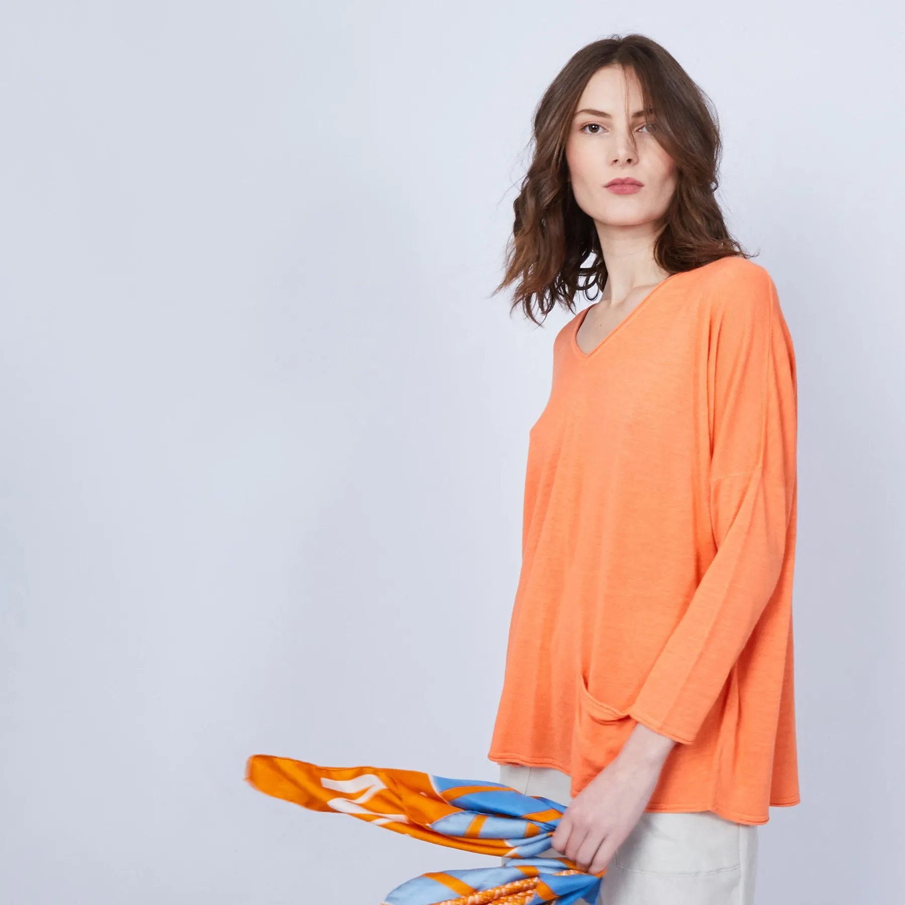 Montagut T-Shirts Et Débardeurs-T-shirt ample col V - Malou 15-Orange