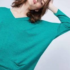 Montagut T-Shirts Et Débardeurs-T-shirt ample col V - Malou 21-Vert foncé