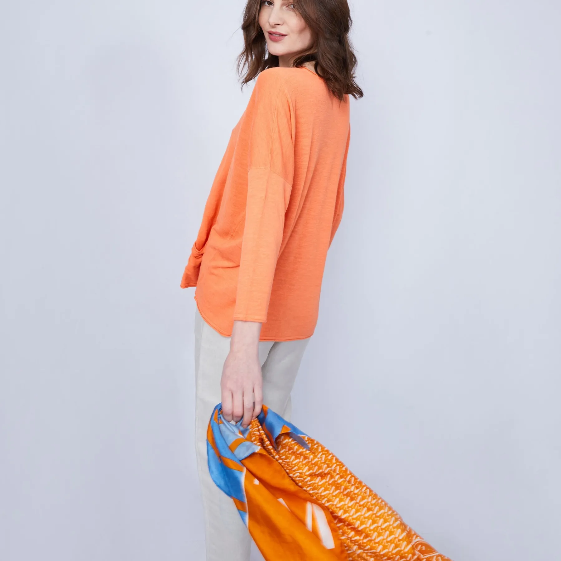 Montagut T-Shirts Et Débardeurs-T-shirt ample col V - Malou 15-Orange