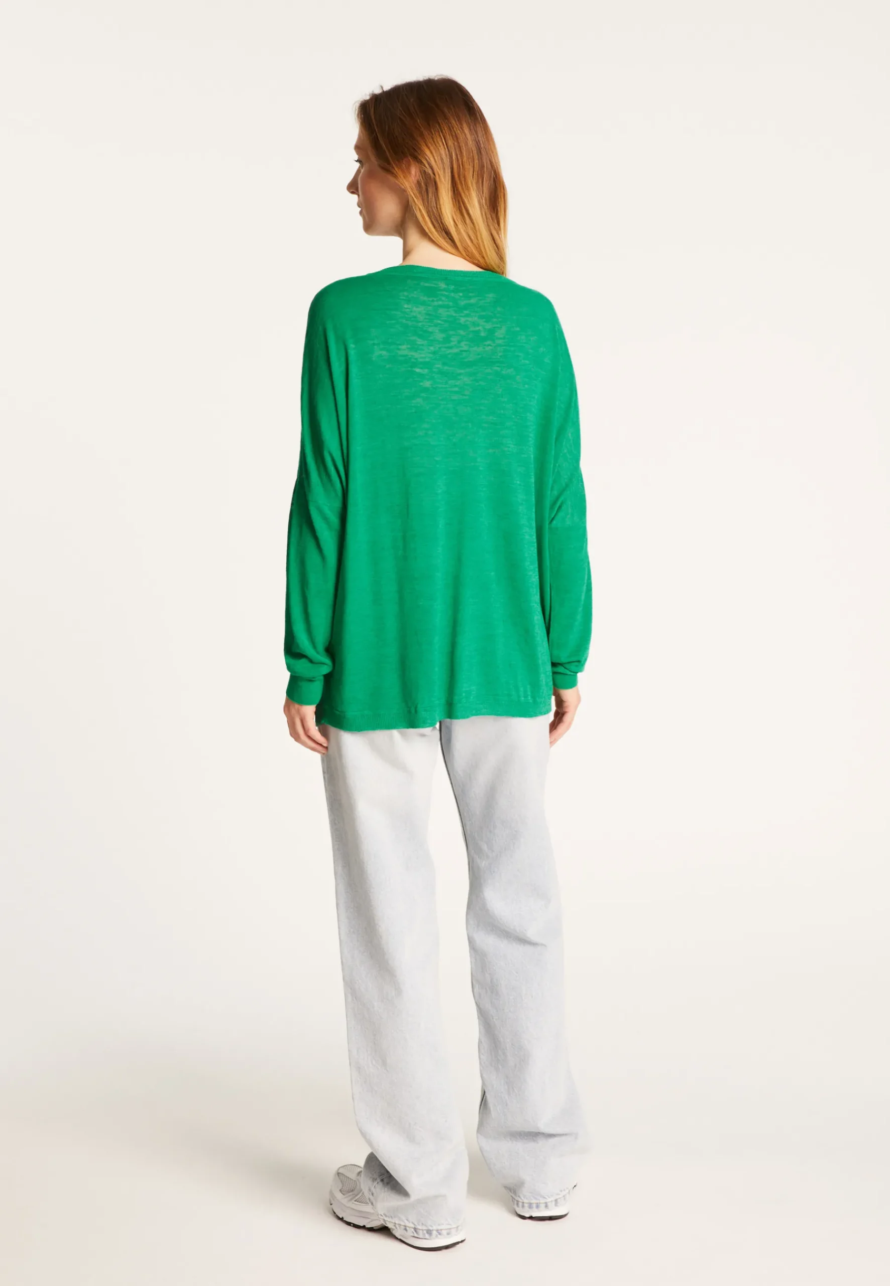 Montagut T-Shirts Et Débardeurs-T-shirt ample col v en lin flammé - Beja 22-Vert moyen