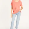 Montagut T-Shirts Et Débardeurs-T-shirt ample en lin flammé - Pavot 25-Rose moyen