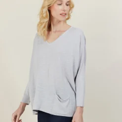 Montagut Pulls | T-Shirts Et Débardeurs-T-shirt ample en lin flammé - Balou 11-Gris clair