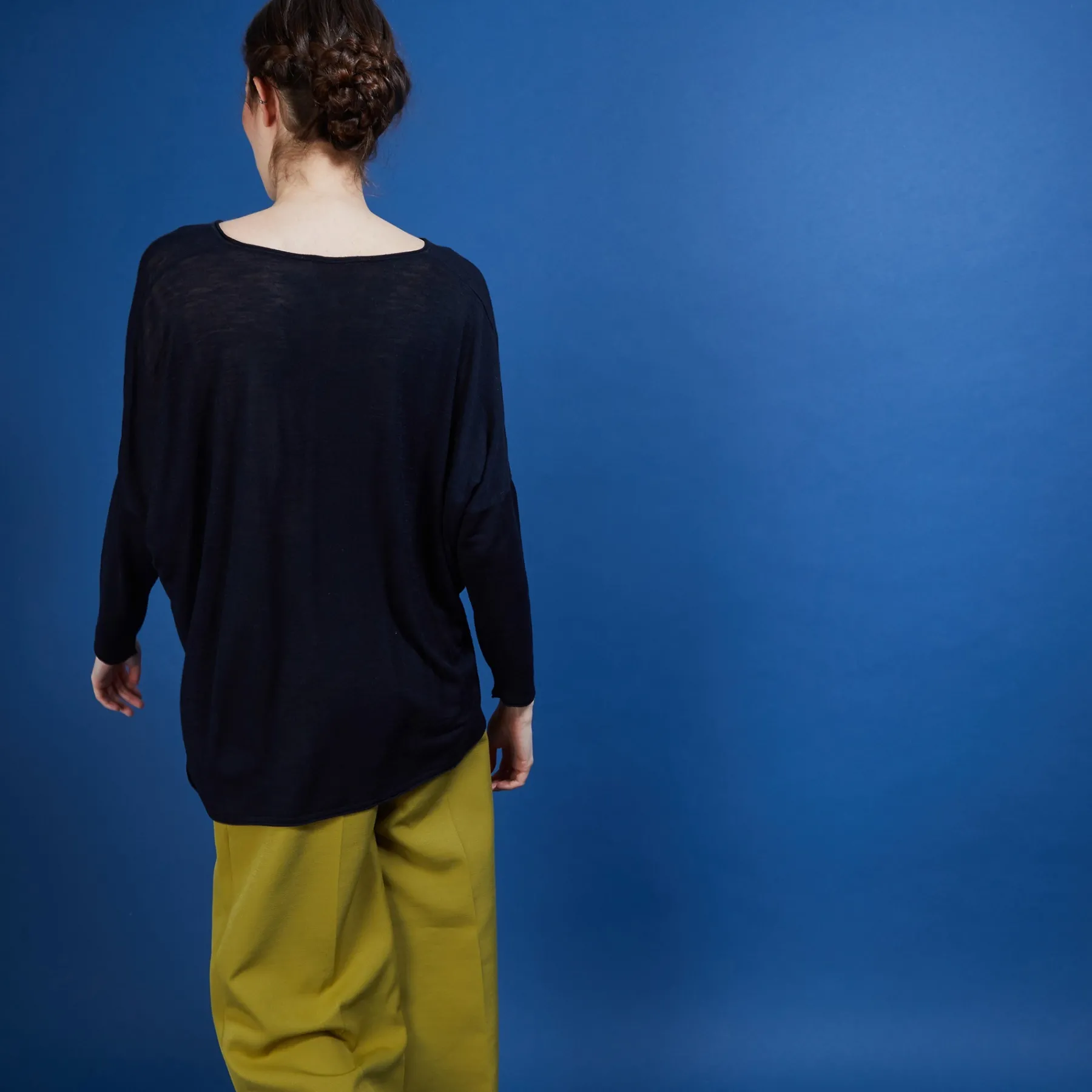 Montagut T-Shirts Et Débardeurs-T-shirt ample en lin flammé - Balou 05-Bleu marine