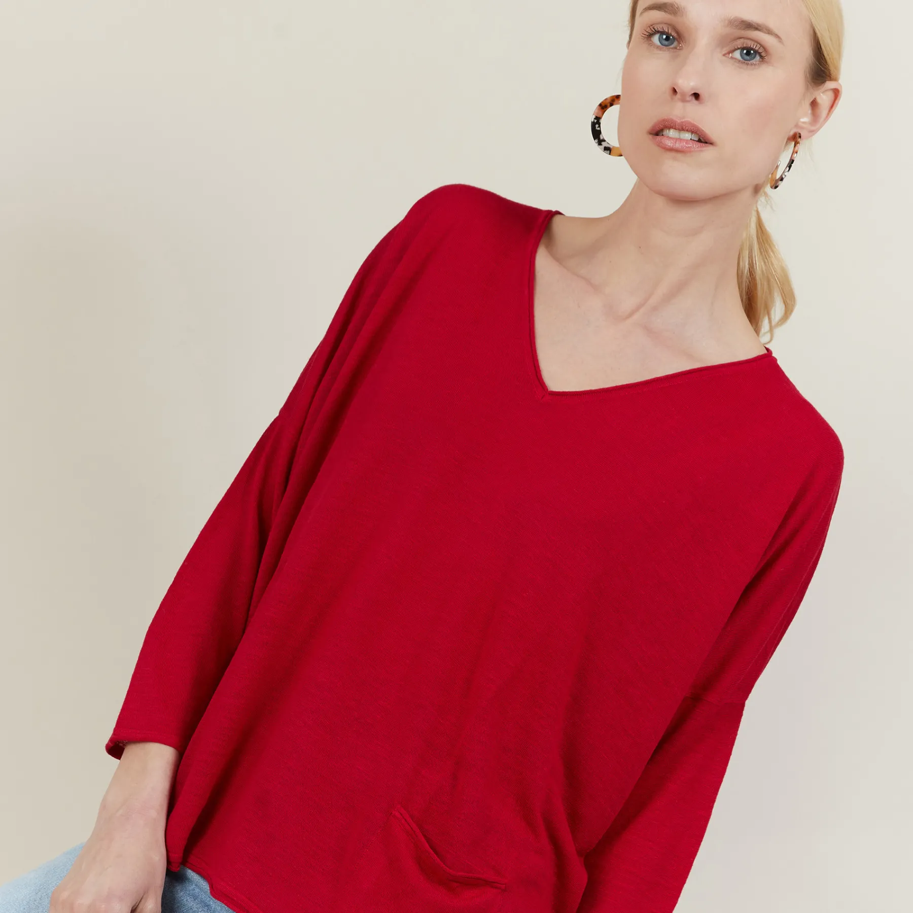Montagut T-Shirts Et Débardeurs | Pulls-T-shirt ample en lin flammé - Balou 51-Bordeaux