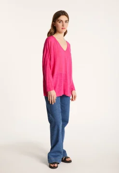 Montagut T-Shirts Et Débardeurs-T-shirt ample en lin flammé - Balou 26-Rose foncé