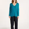 Montagut T-Shirts Et Débardeurs-T-shirt ample en viscose et soie - Nahla 49-Turquoise
