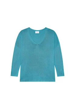 Montagut T-Shirts Et Débardeurs-T-shirt ample en viscose et soie - Nahla 49-Turquoise