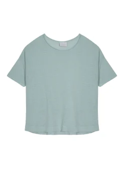 Montagut T-Shirts Et Débardeurs-T-shirt ample manches coudes en lin flammé - Taslim 23-Vert clair