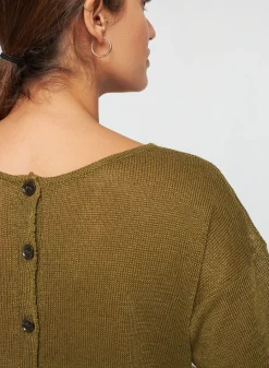 Montagut T-Shirts Et Débardeurs-T-shirt boutonné à l'arrière en lin - Tilla 83-Kaki