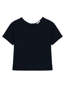 Montagut T-Shirts Et Débardeurs-T-shirt boutonné à l'arrière en lin - Tilla 05-Bleu marine