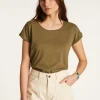 Montagut T-Shirts Et Débardeurs-T-shirt col bateau en coton - Divine 83-Kaki