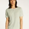 Montagut Polos Et T-Shirts-T-shirt col boutonné en lin - Leonce 23-Vert clair