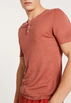 Montagut Polos Et T-Shirts-T-shirt col boutonné en lin - Leonce 46-Marron clair