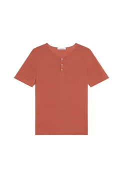 Montagut Polos Et T-Shirts-T-shirt col boutonné en lin - Leonce 46-Marron clair