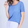 Montagut T-Shirts Et Débardeurs-T-shirt col carré en Fil Lumière - Marie 06-Bleu moyen