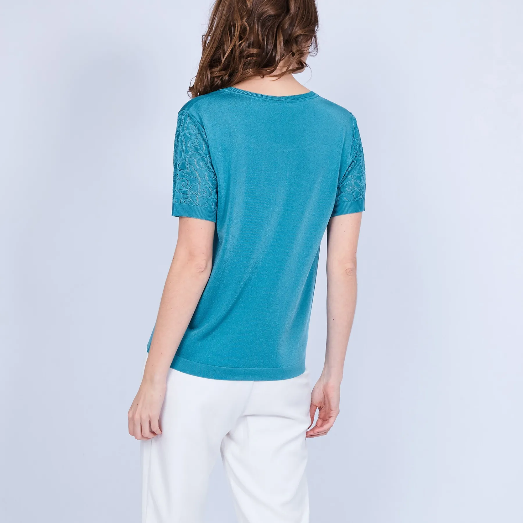 Montagut T-Shirts Et Débardeurs-T-shirt col carré en Fil Lumière - Marie 22-Vert moyen