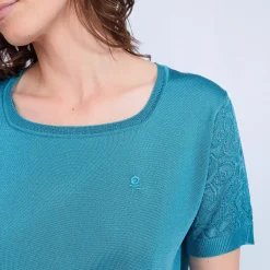 Montagut T-Shirts Et Débardeurs-T-shirt col carré en Fil Lumière - Marie 22-Vert moyen