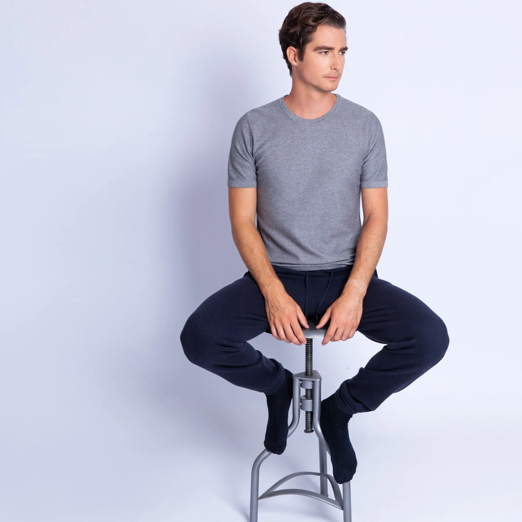 Montagut Polos Et T-Shirts-T-shirt col rond en coton cachemire - Hideo 09-Gris moyen