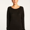 Montagut Les Incontournables-T-shirt col rond en fibre de bambou cachemire - Aemilia 01-Noir
