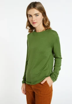 Montagut Les Incontournables-T-shirt col rond en fibre de bambou cachemire - Aelia 83-Kaki