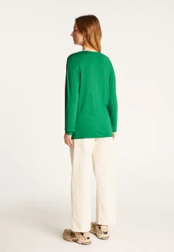 Montagut Les Incontournables-T-shirt col rond en fibre de bambou cachemire - Aemilia 22-Vert moyen
