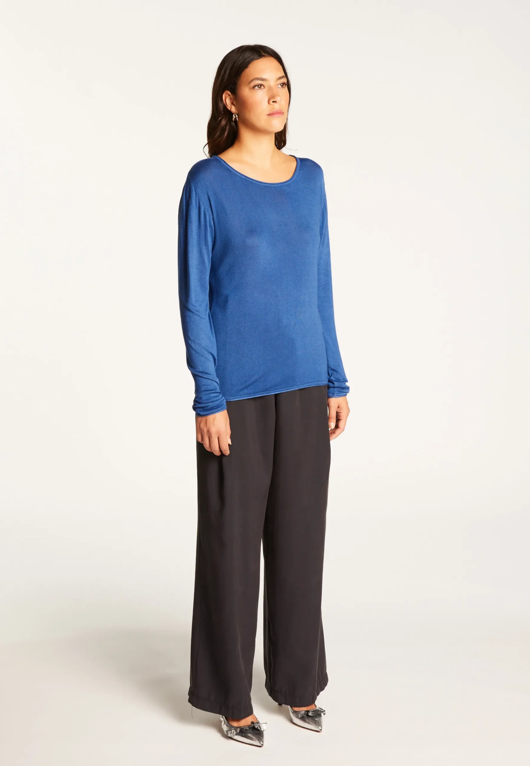 Montagut Les Incontournables-T-shirt col rond en fibre de bambou cachemire - Aemilia 48-Bleu roi