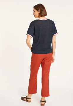 Montagut T-Shirts Et Débardeurs-T-shirt col rond en lin - Morwena 05-Bleu marine