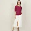 Montagut T-Shirts Et Débardeurs-T-shirt col rond en lin flammé - Bonni 51-Bordeaux