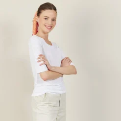 Montagut T-Shirts Et Débardeurs-T-shirt col rond en lin flammé - Bonni 02-Blanc