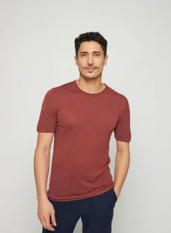 Montagut Polos Et T-Shirts-T-shirt col rond en lin flammé - Renaud 51-Bordeaux