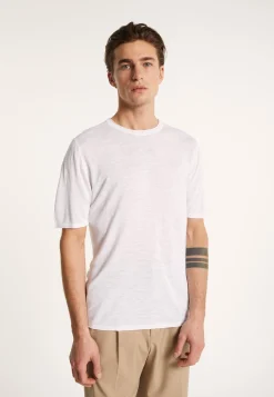 Montagut Polos Et T-Shirts-T-shirt col rond en lin flammé - Renaud 02-Blanc