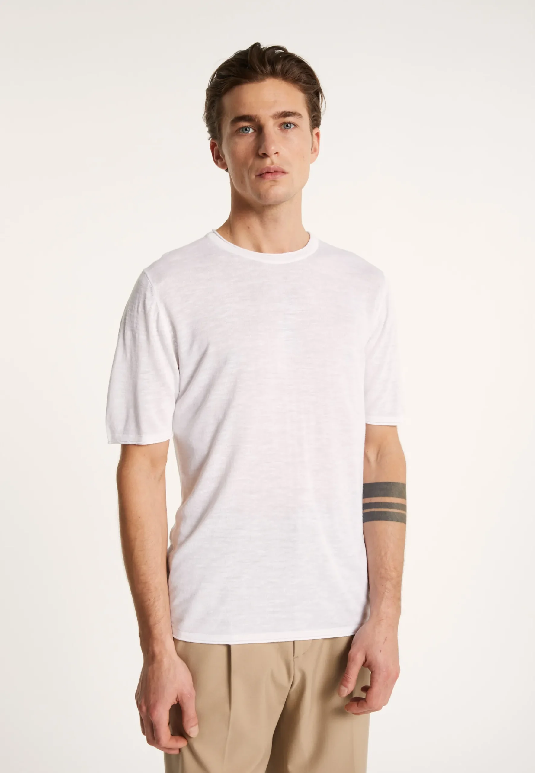 Montagut Polos Et T-Shirts-T-shirt col rond en lin flammé - Renaud 02-Blanc