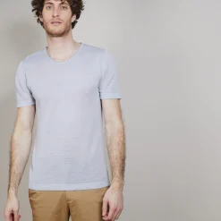 Montagut Polos Et T-Shirts-T-shirt col rond en lin flammé - Renaud 11-Gris clair