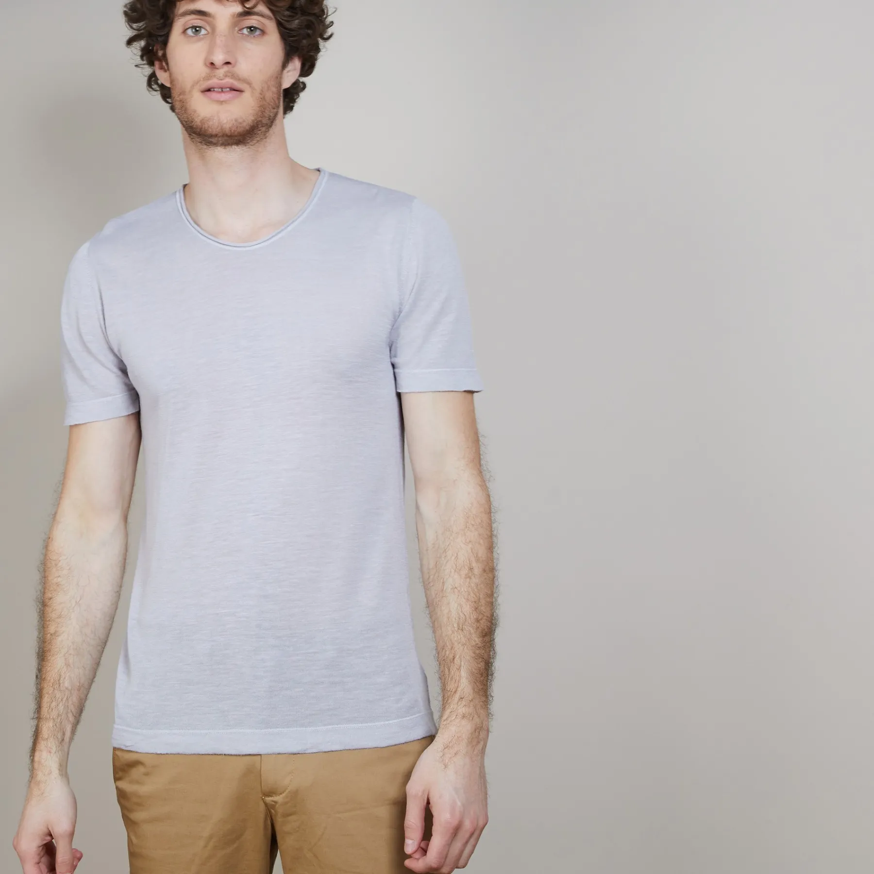 Montagut Polos Et T-Shirts-T-shirt col rond en lin flammé - Renaud 11-Gris clair