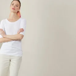 Montagut T-Shirts Et Débardeurs-T-shirt col rond en lin flammé - Bonni 02-Blanc